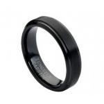 Black Tungsten Carbide Ring,flat Brushed Center..