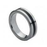 Tungsten Carbide Ring With Black Rubber Inlaid..