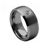 Tungsten Carbide Ring With 0.04ct Black Diamond..