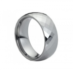 Tungsten Carbide Domed Faceted Ring 8mm