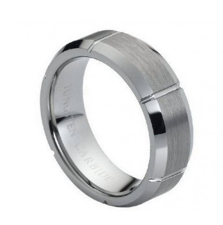 Tungsten Carbide Ring With Multiple Vertical Grooves 7mm
