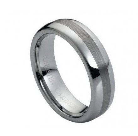 Tungsten Carbide Ring With Polished Shiny With Brushed Center 6mm