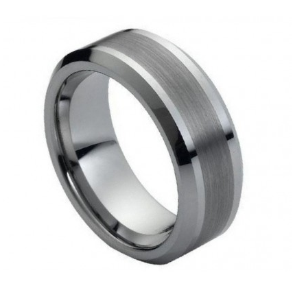 Tungsten Carbide Ring Brushed Center 8mm